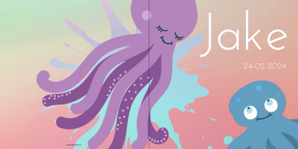 Gevouwen kaart "Octopusmoeder met baby" Gevouwen kaart "Octopusmoeder met baby"