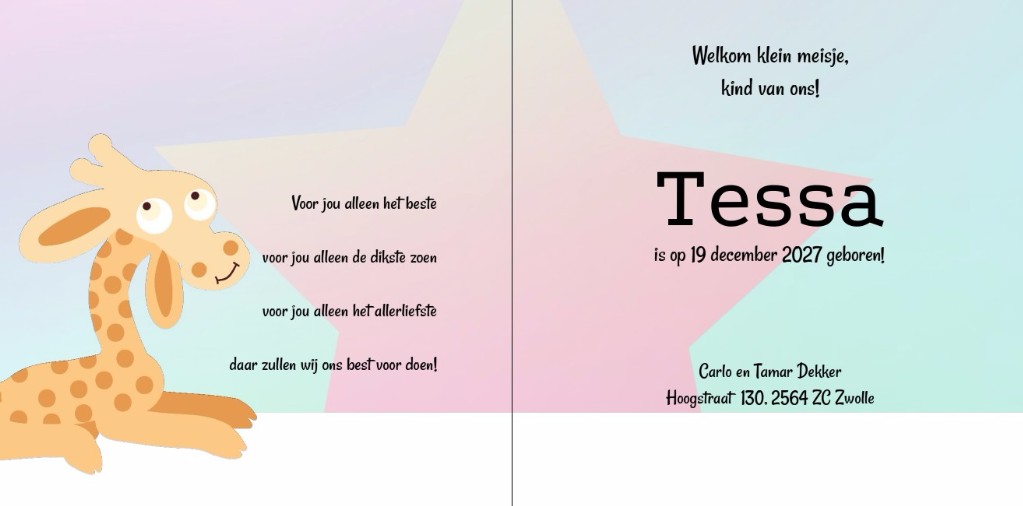 Gevouwen kaart "Giraf" Gevouwen kaart "Giraf"