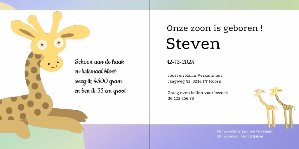 Gevouwen kaart "Giraf en hart" Gevouwen kaart "Giraf en hart"