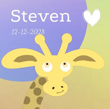 Gevouwen kaart "Giraf en hart"