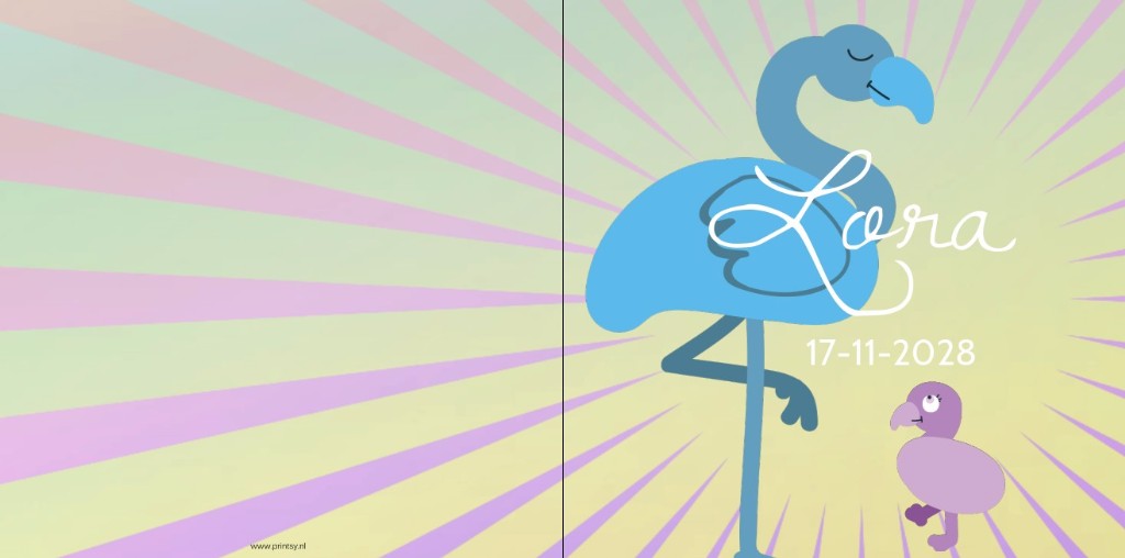 Gevouwen kaart "Flamingobaby paars" Gevouwen kaart "Flamingobaby paars"