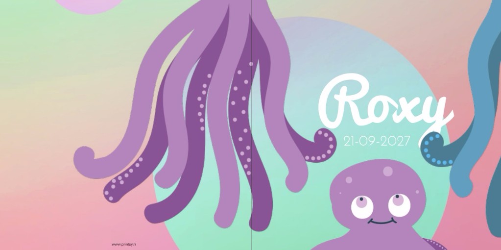 Gevouwen kaart "Octopus met baby" Gevouwen kaart "Octopus met baby"