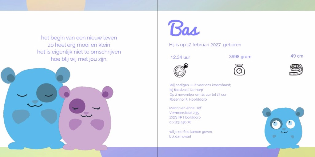 Gevouwen kaart Hamster en Ster Gevouwen kaart Hamster en Ster