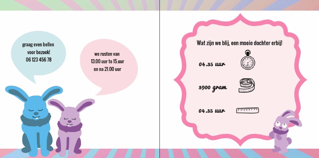 Gevouwen kaart met konijntje voor hart Gevouwen kaart met konijntje voor hart