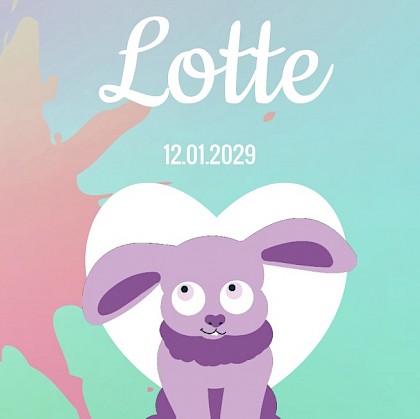 Gevouwen kaart met konijntje voor hart