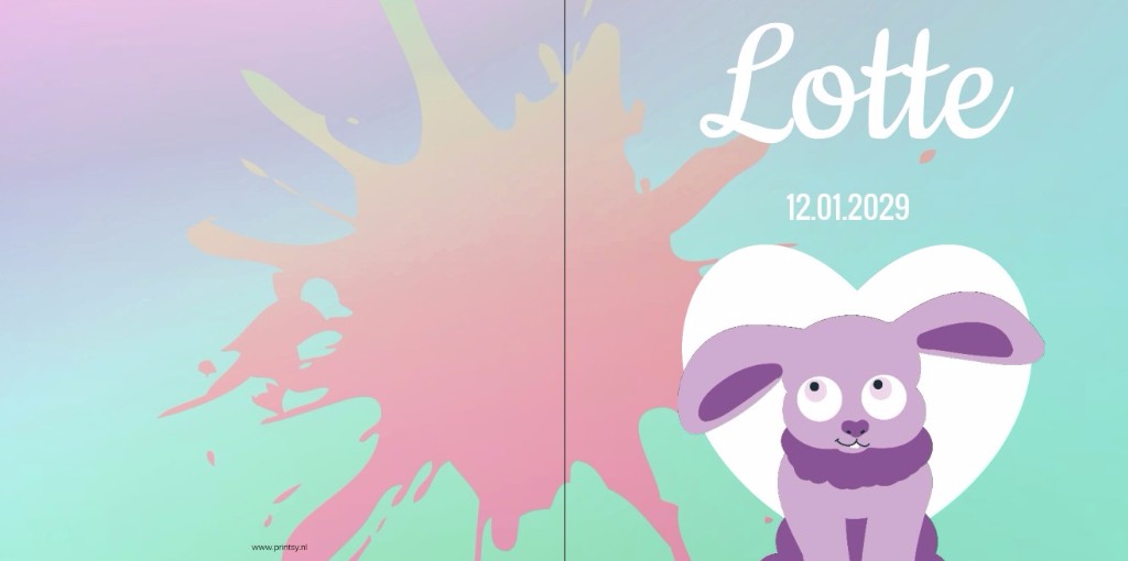 Gevouwen kaart met konijntje voor hart Gevouwen kaart met konijntje voor hart