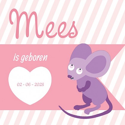 Gevouwen kaart met muis en hartje
