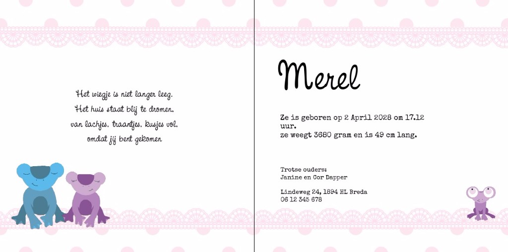 Gevouwen kaart "Kikker" Gevouwen kaart "Kikker"