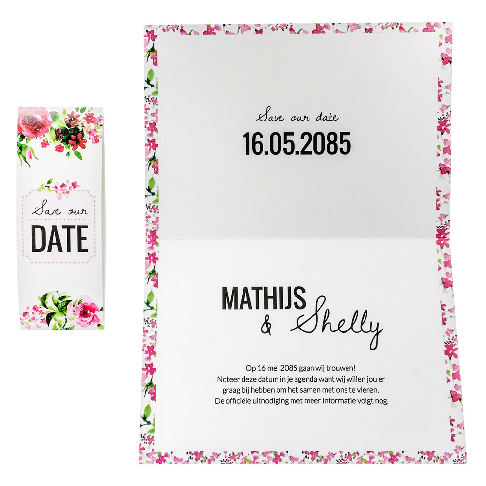 Save the date fotokaart met sleeve Save the date fotokaart met sleeve