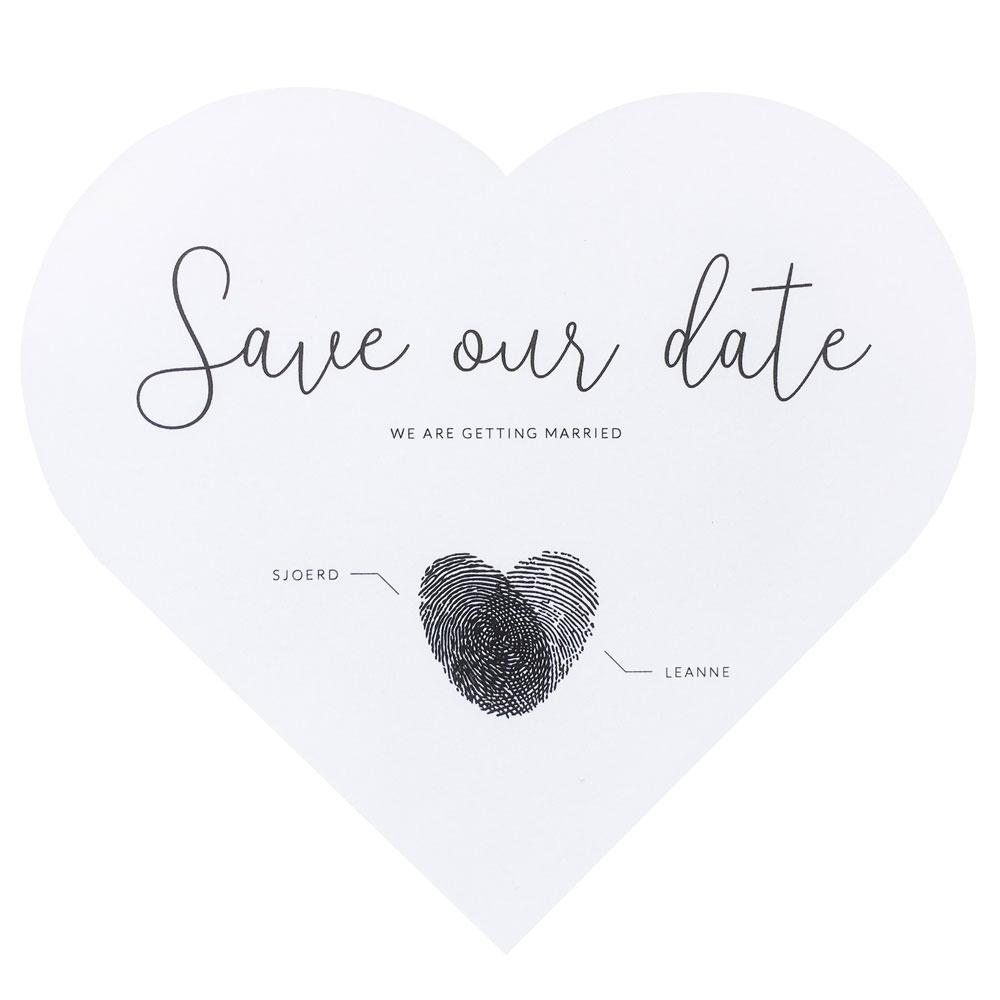 Romantische hartvormige save the date kaart
