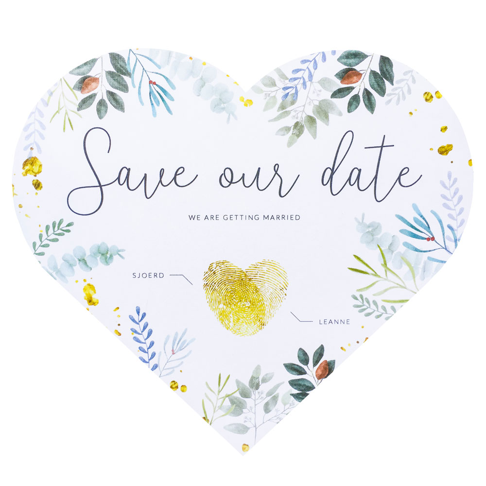 Romantische hartvormige botanica save the date kaart Romantische hartvormige botanica save the date kaart
