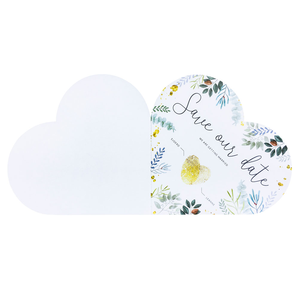 Romantische hartvormige botanica save the date kaart Romantische hartvormige botanica save the date kaart