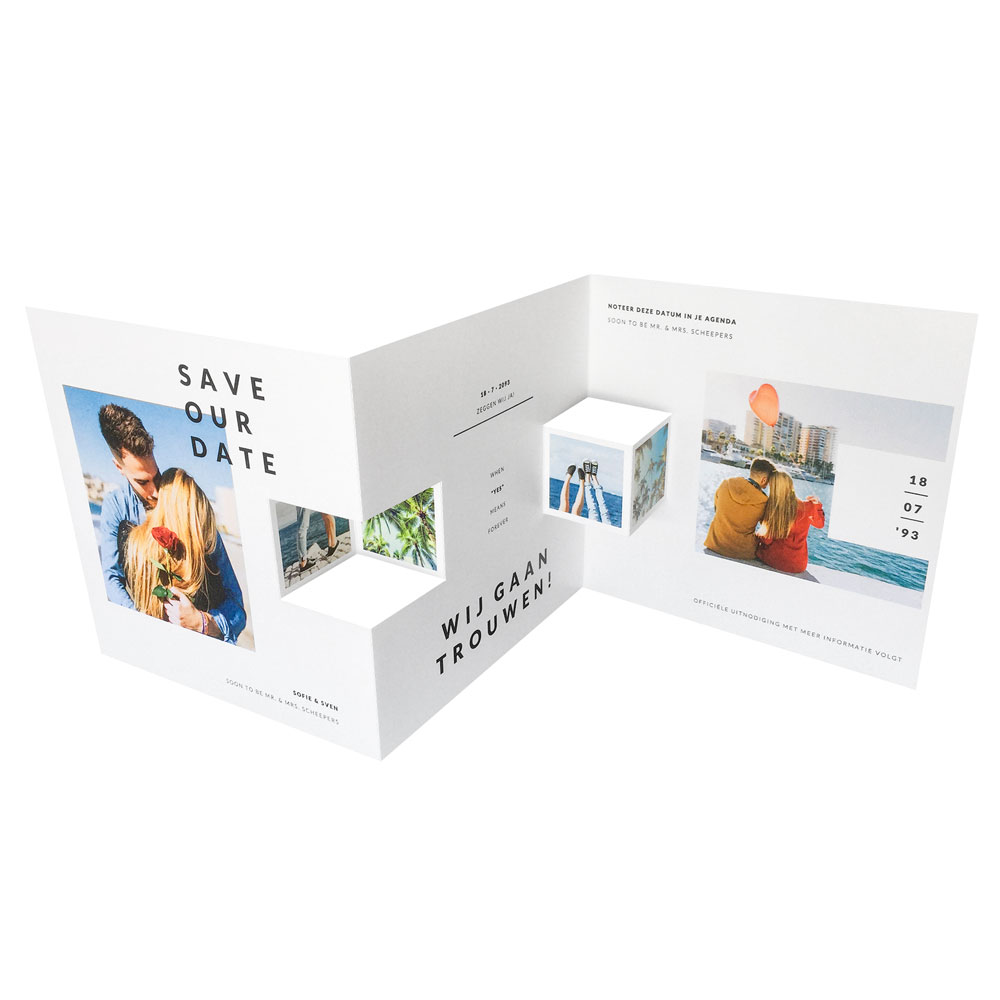 Drieluik kaart save the date Drieluik kaart save the date