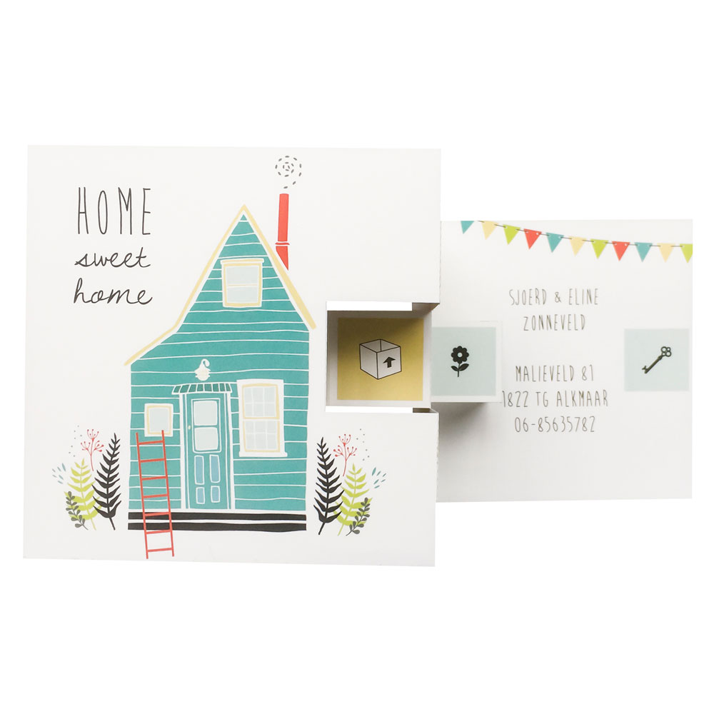 Verhuiskaart huisje met blokken Verhuiskaart huisje met blokken