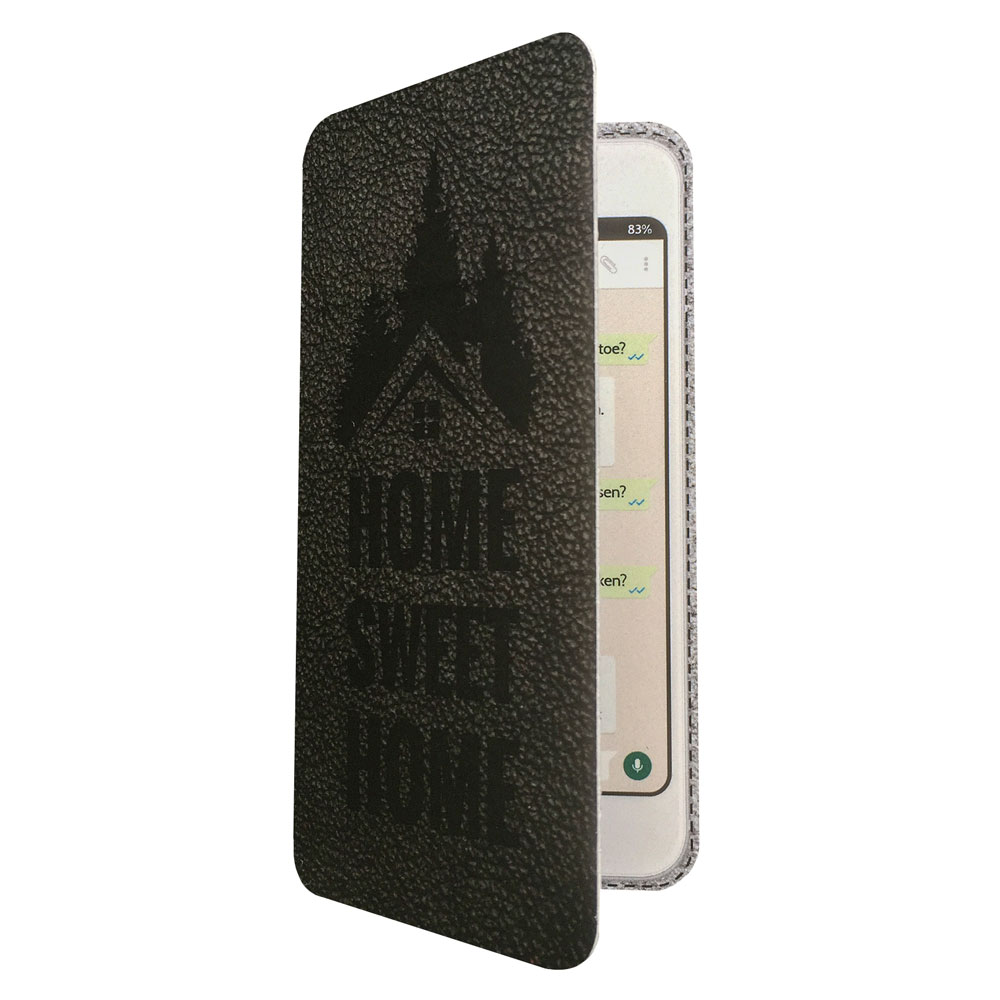 Gestanst geboortekaartje "Smartphone lederlook grijs" Gestanst geboortekaartje "Smartphone lederlook grijs"