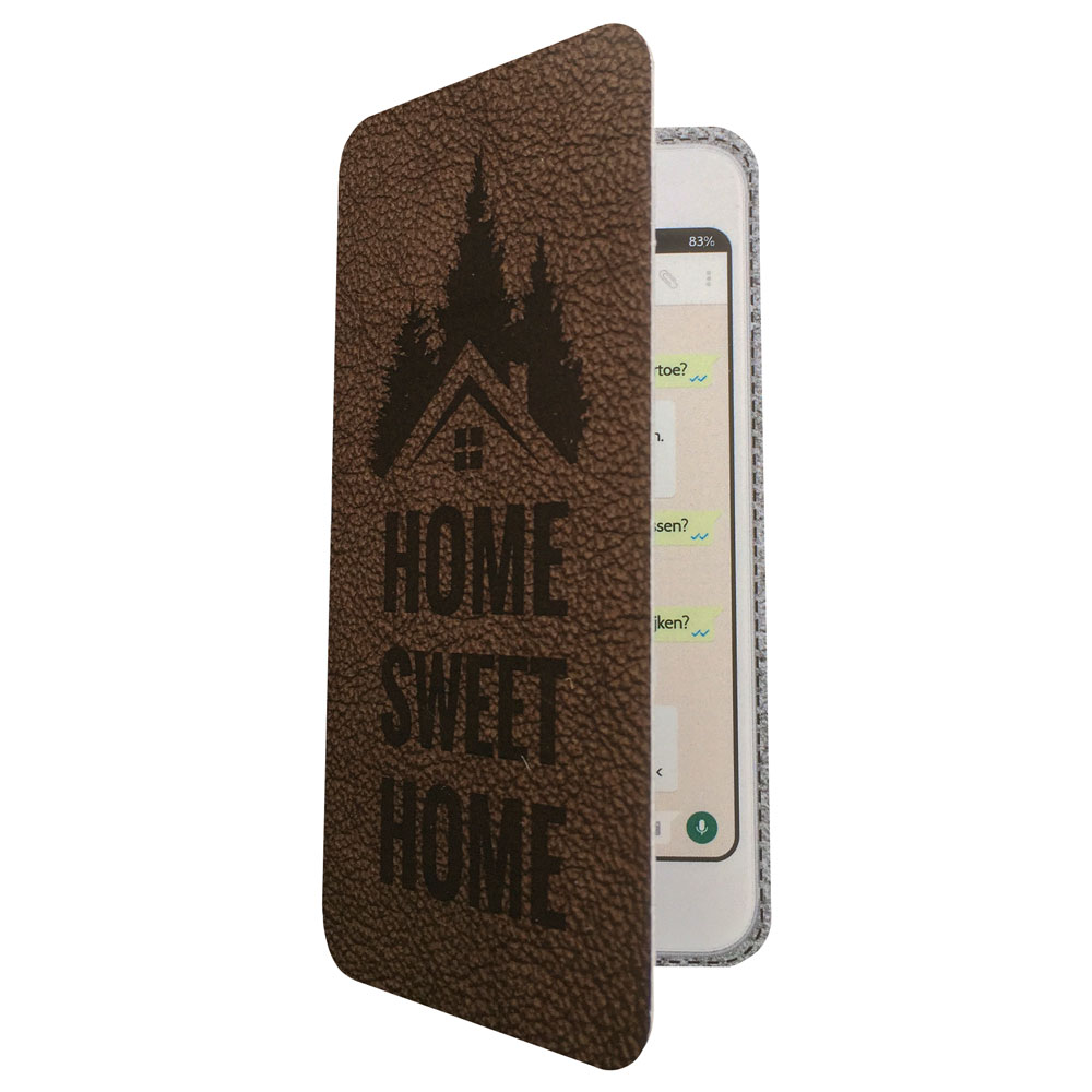 Gestanst geboortekaartje "Smartphone lederlook bruin" Gestanst geboortekaartje "Smartphone lederlook bruin"