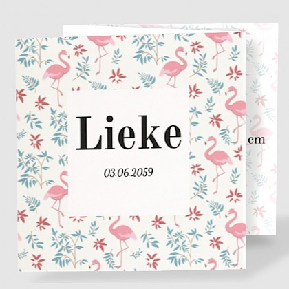 Drieluik kaart met flamingo's en bloemen Drieluik kaart met flamingo's en bloemen