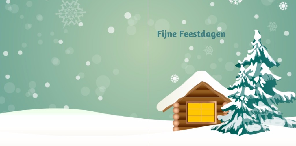 Gevouwen kerstkaart "Blokhut in de sneeuw" Gevouwen kerstkaart "Blokhut in de sneeuw"