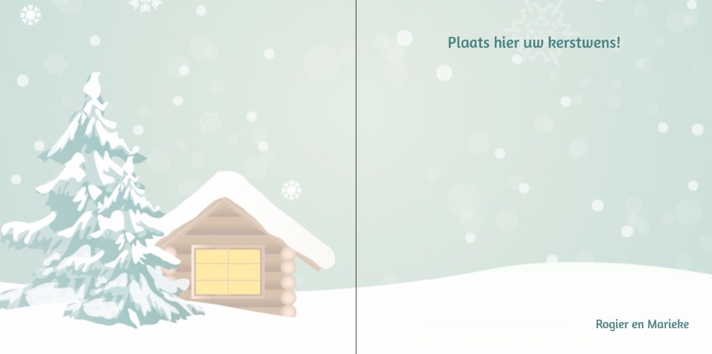 Gevouwen kerstkaart "Blokhut in de sneeuw" Gevouwen kerstkaart "Blokhut in de sneeuw"
