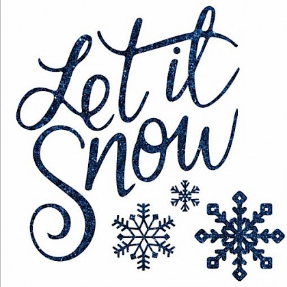 Gevouwen kerstkaart "Let is snow blauw"