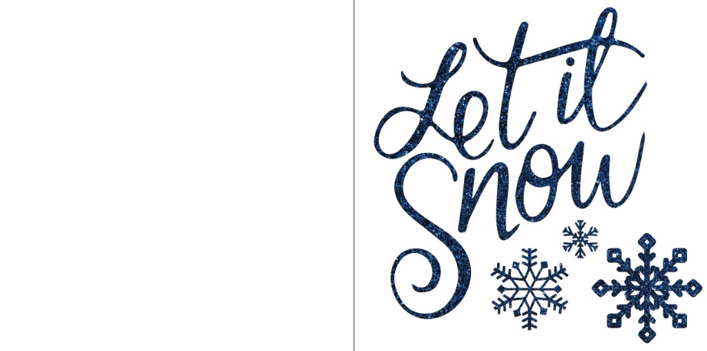 Gevouwen kerstkaart "Let is snow blauw"
