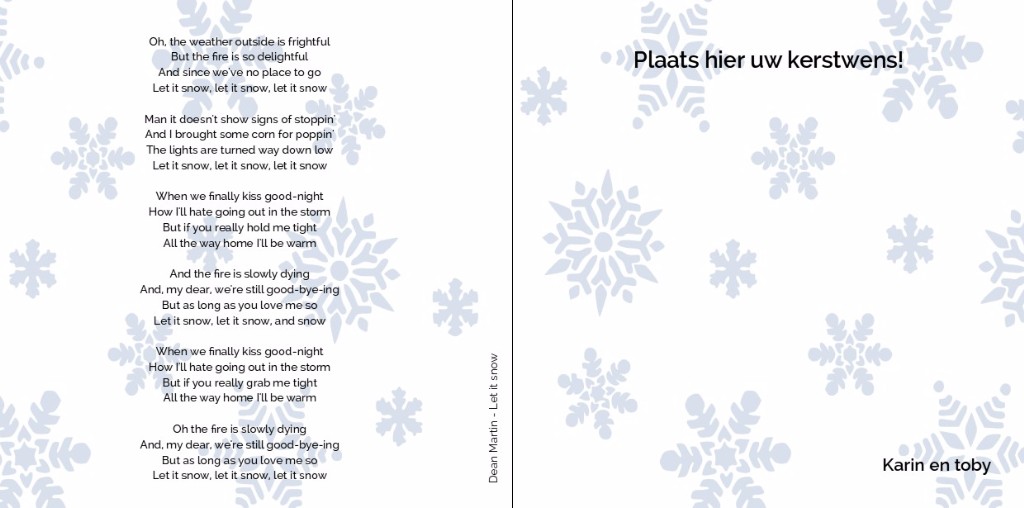 Gevouwen kerstkaart "Let is snow blauw" Gevouwen kerstkaart "Let is snow blauw"