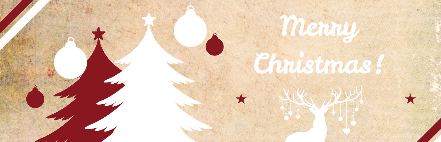 Kerstbanner met bomen kerstballen en rendier Kerstbanner met bomen kerstballen en rendier