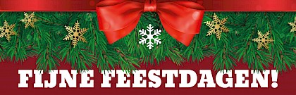 Kerstbanner met kersttak en strik