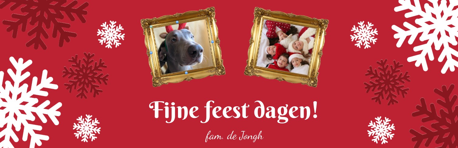 kerstbanner met sneeuwvlokken en fotolijstjes kerstbanner met sneeuwvlokken en fotolijstjes