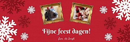 kerstbanner met sneeuwvlokken en fotolijstjes