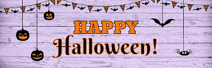 Banner "Happy Halloween" op hout Banner "Happy Halloween" op hout