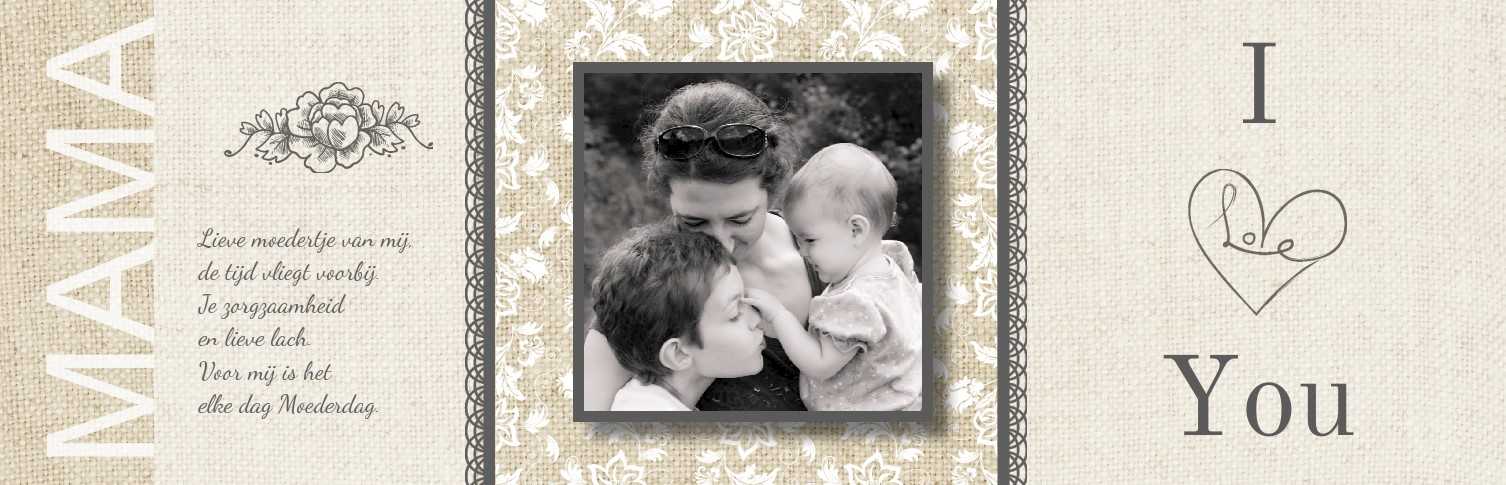 Moederdag banner met stof achtergrond foto en bloemen Moederdag banner met stof achtergrond foto en bloemen