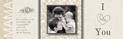 Moederdag banner met stof achtergrond foto en bloemen