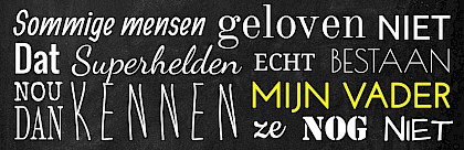 Vaderdagbanner "Superhelden tekst"