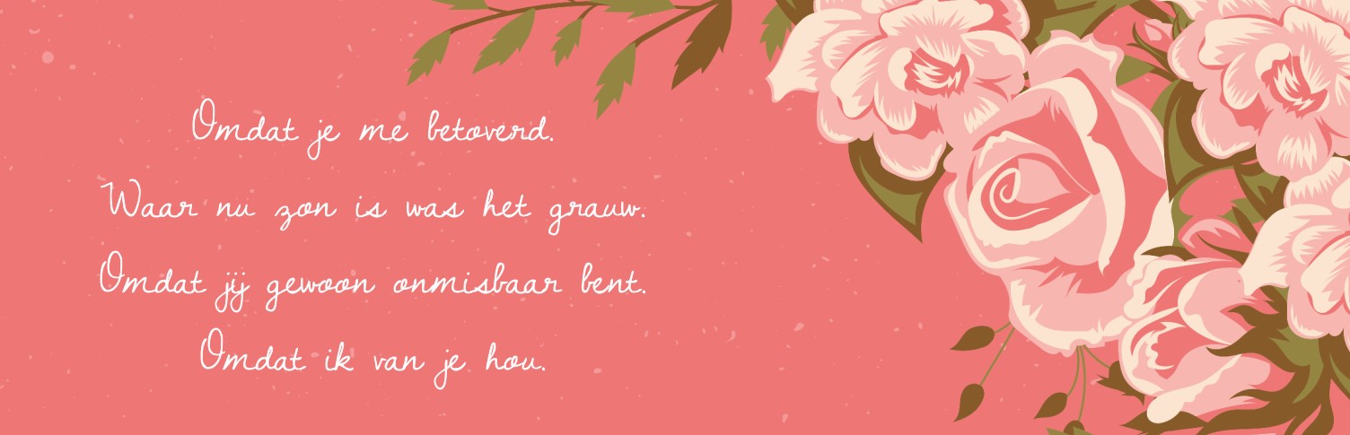 Valentijns banner met rozen en gedicht op een roze achtergrond Valentijns banner met rozen en gedicht op een roze achtergrond