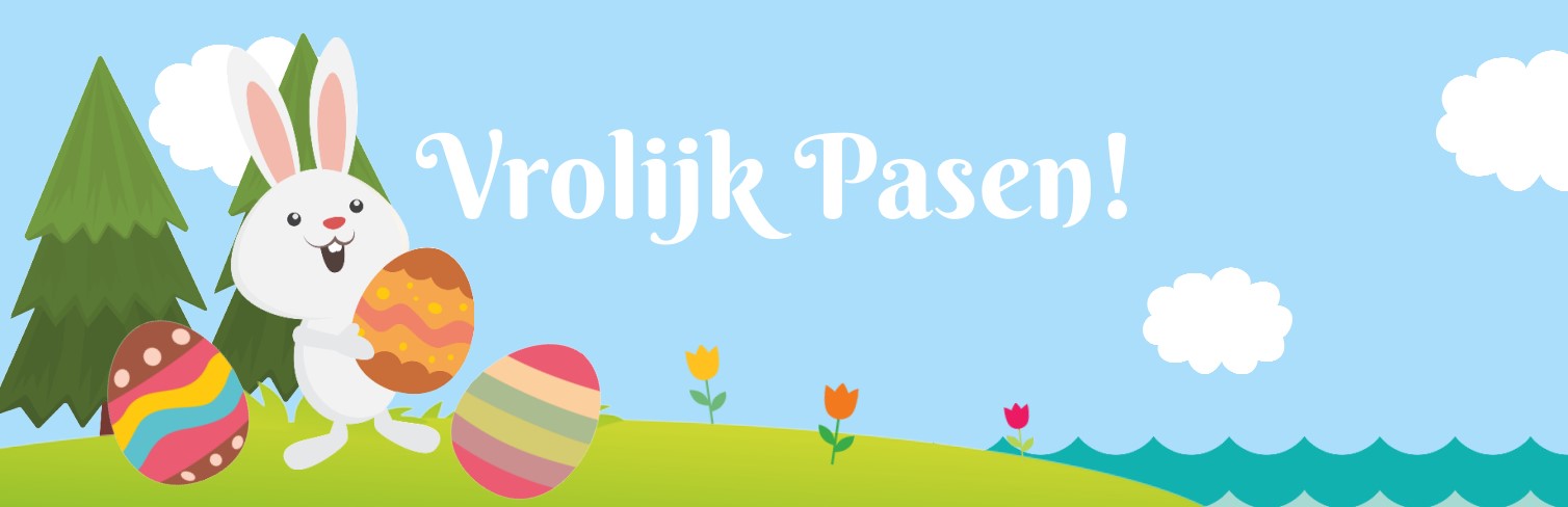 paas banner met vrolijk konijn op gekleurde weide achtergrond paas banner met vrolijk konijn op gekleurde weide achtergrond