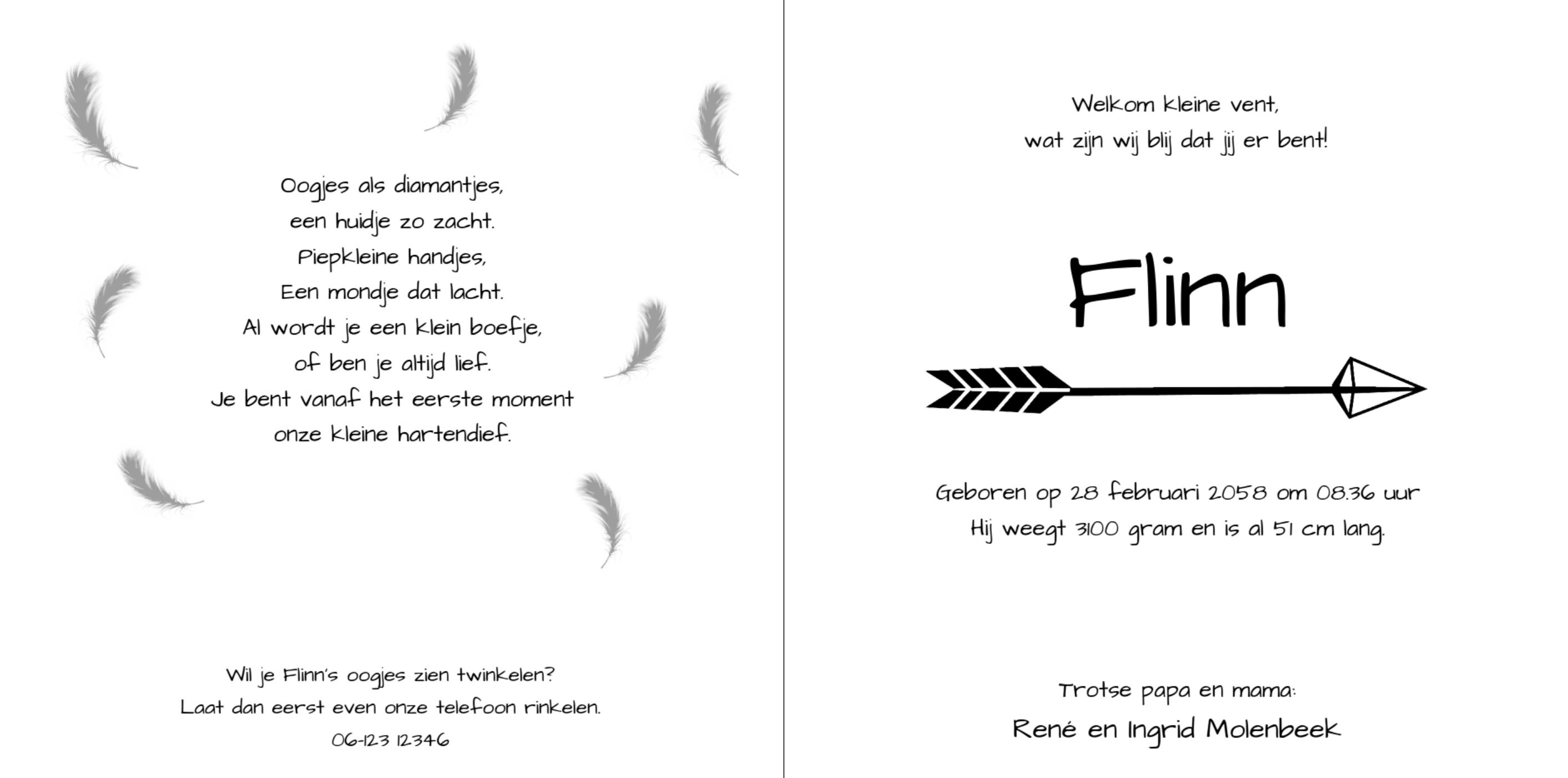 Kaartje met indianen tekens voor een jongen Kaartje met indianen tekens voor een jongen