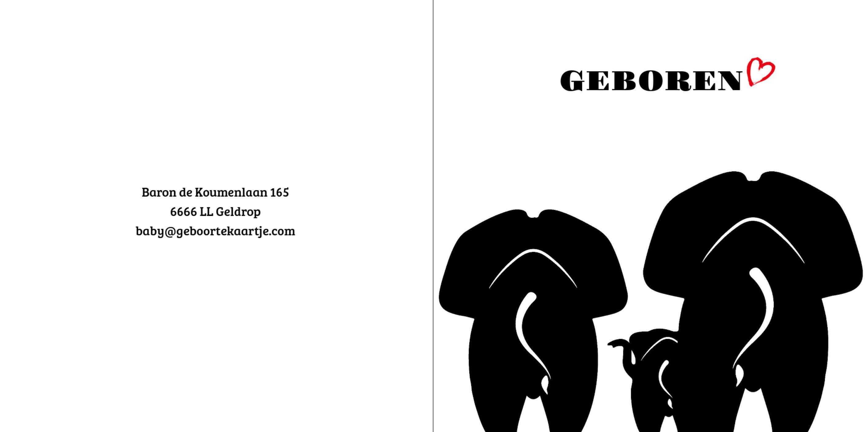 Gevouwen kaart "Olifantenfamilie" Gevouwen kaart "Olifantenfamilie"