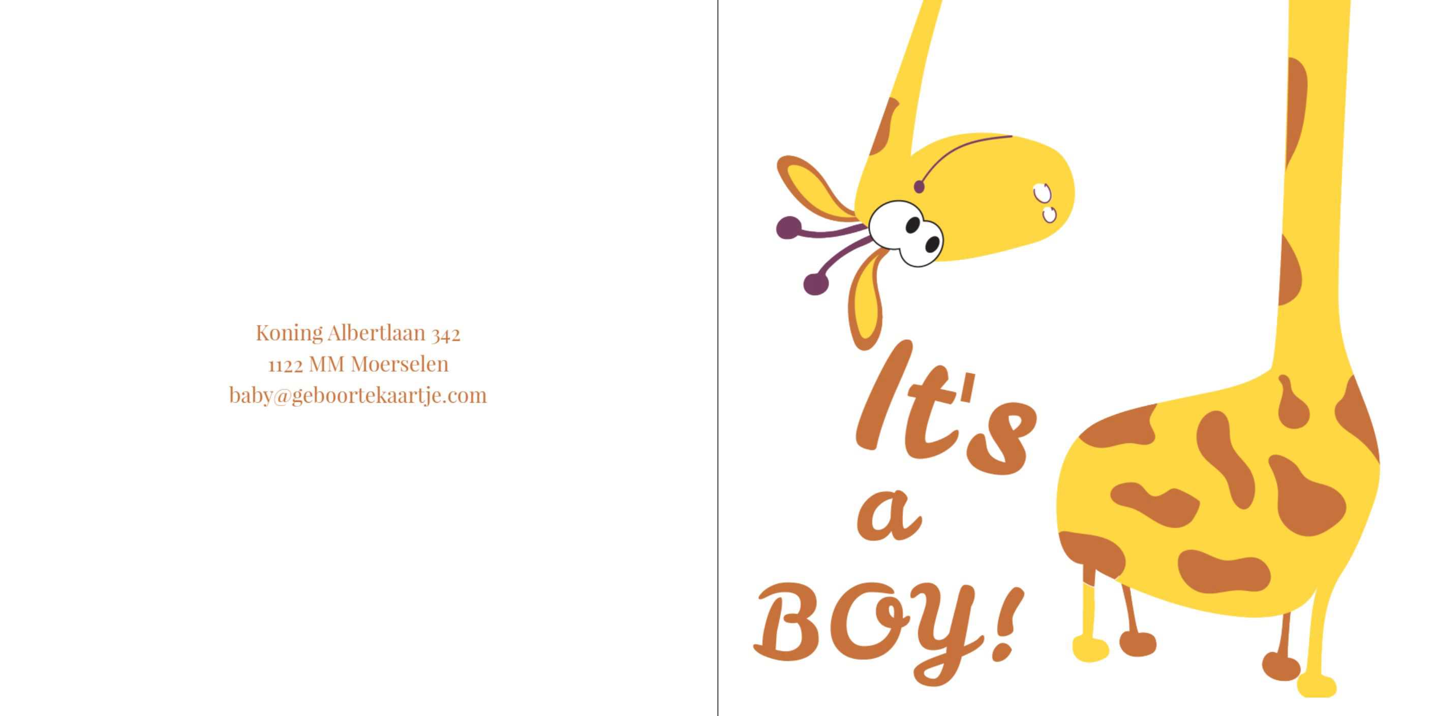 Kaartje met lieve giraffe Kaartje met lieve giraffe