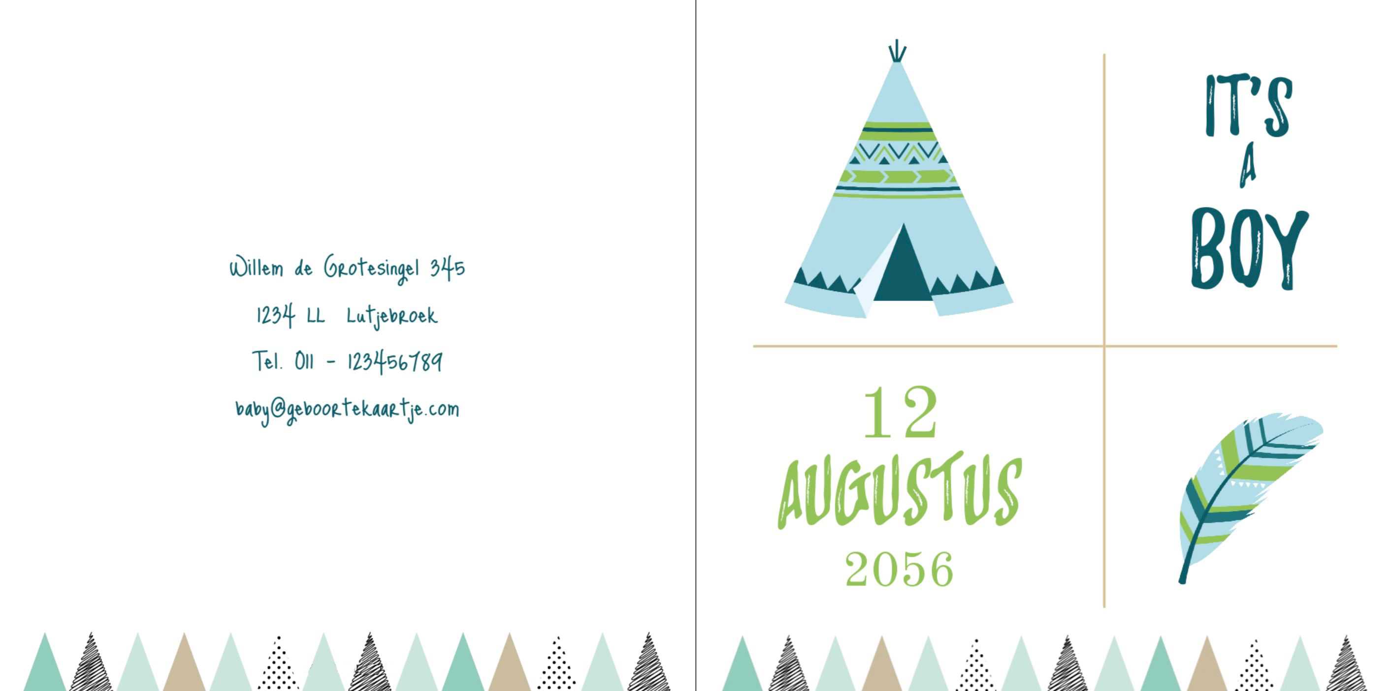 Kaartje voor een jongen met een tipi Kaartje voor een jongen met een tipi