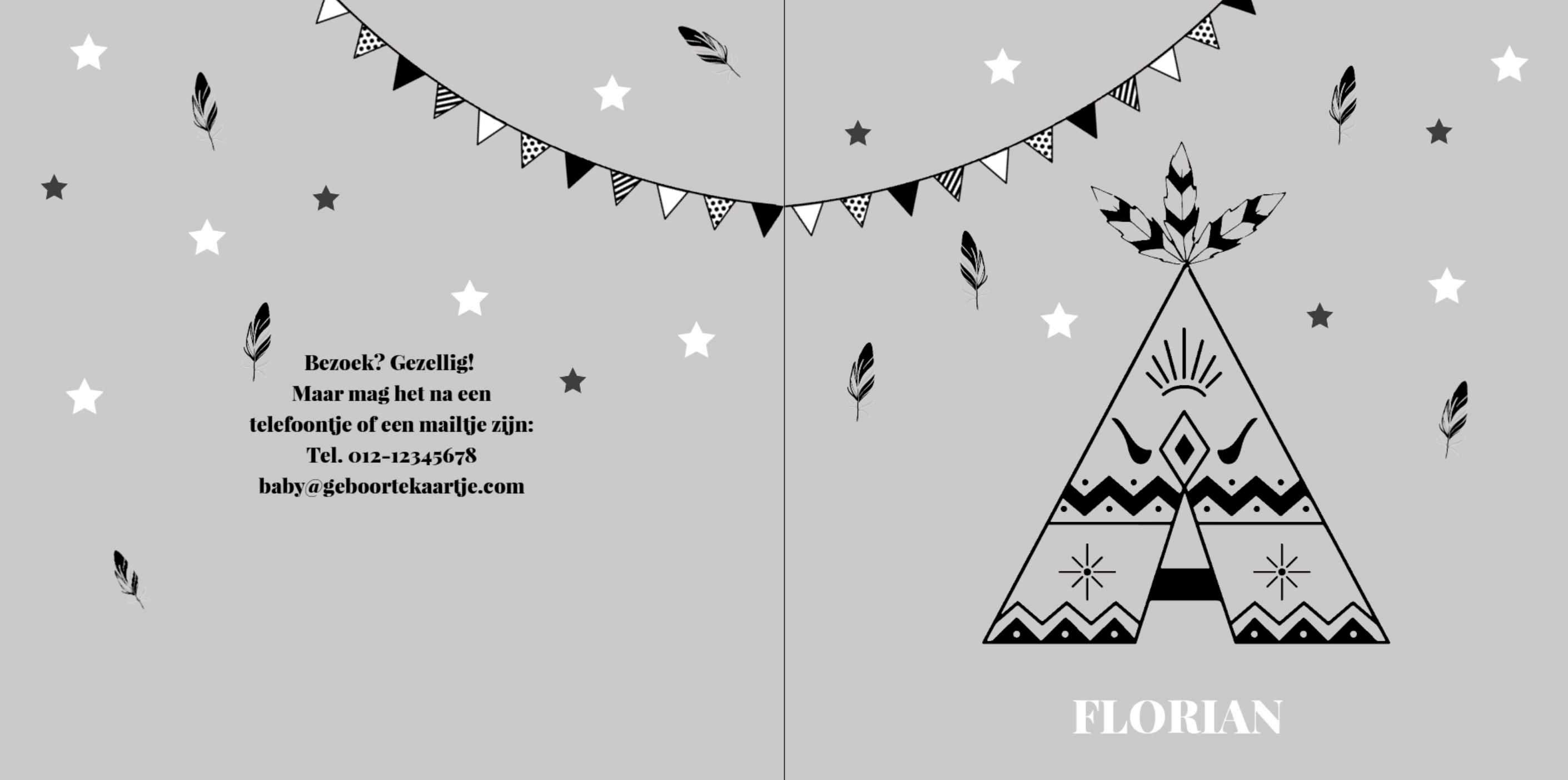 Kaartje voor een jongen met een tipi Kaartje voor een jongen met een tipi