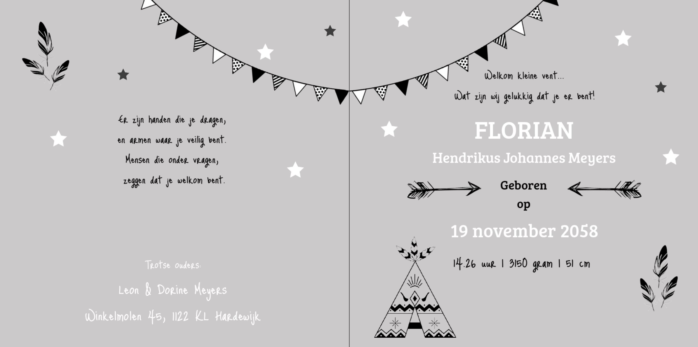 Kaartje voor een jongen met een tipi Kaartje voor een jongen met een tipi