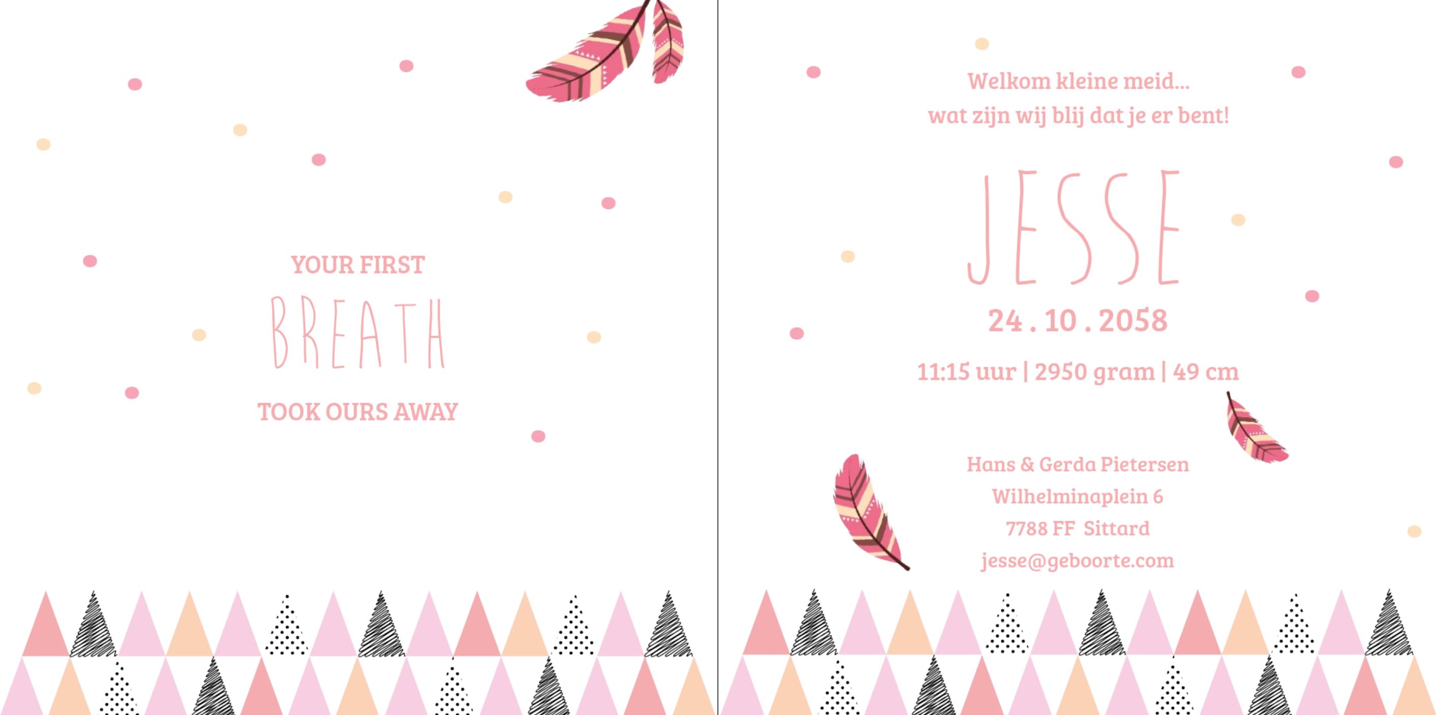 Kaart "Indianen tipi met veertje roze" Kaart "Indianen tipi met veertje roze"