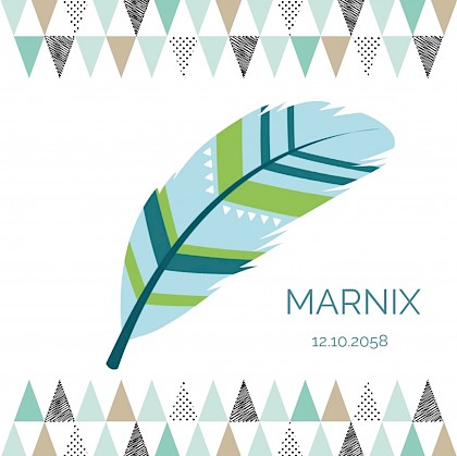 Kaartje met een veer en een tipi patroon