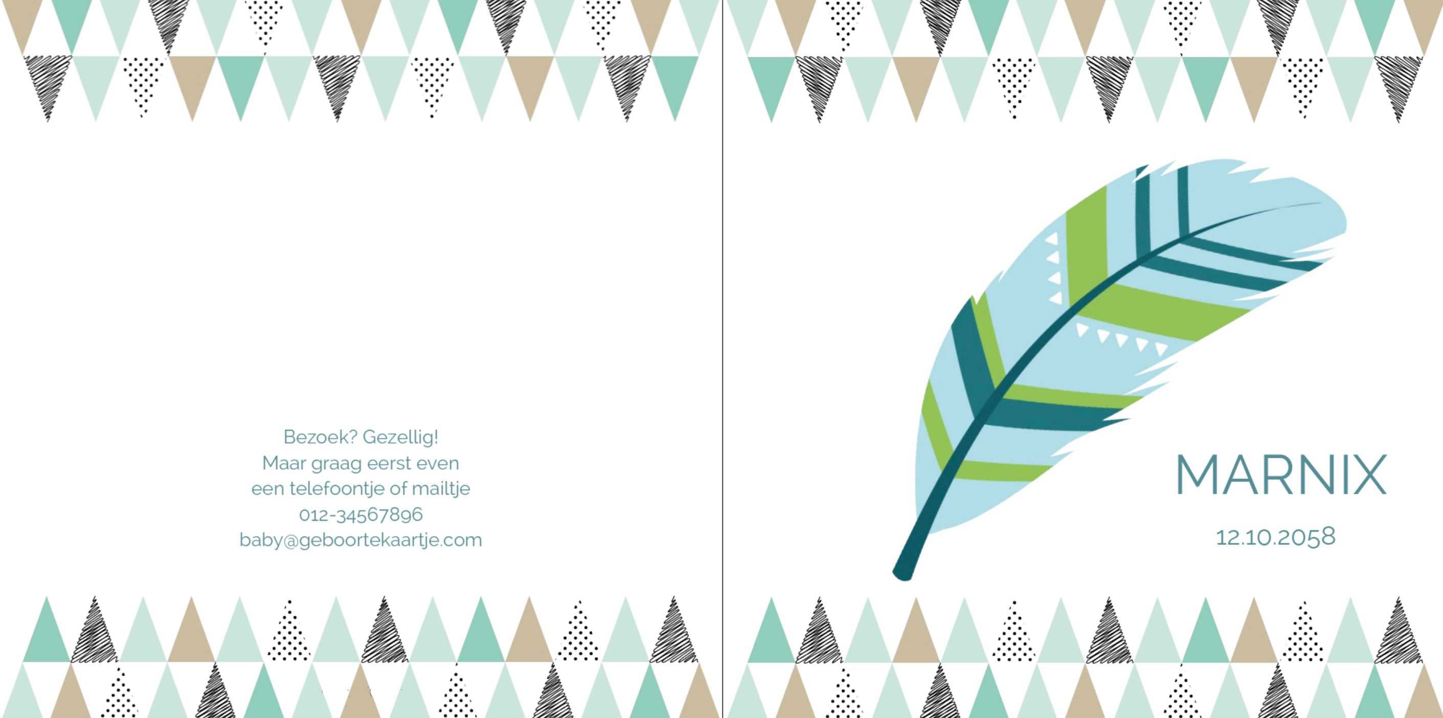 Kaartje met een veer en een tipi patroon Kaartje met een veer en een tipi patroon