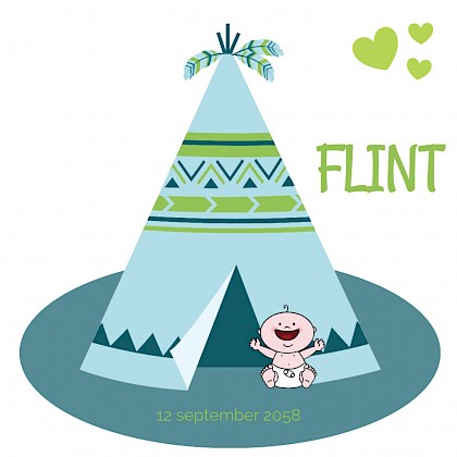 Kaartje met een baby en een tipi Kaartje met een baby en een tipi