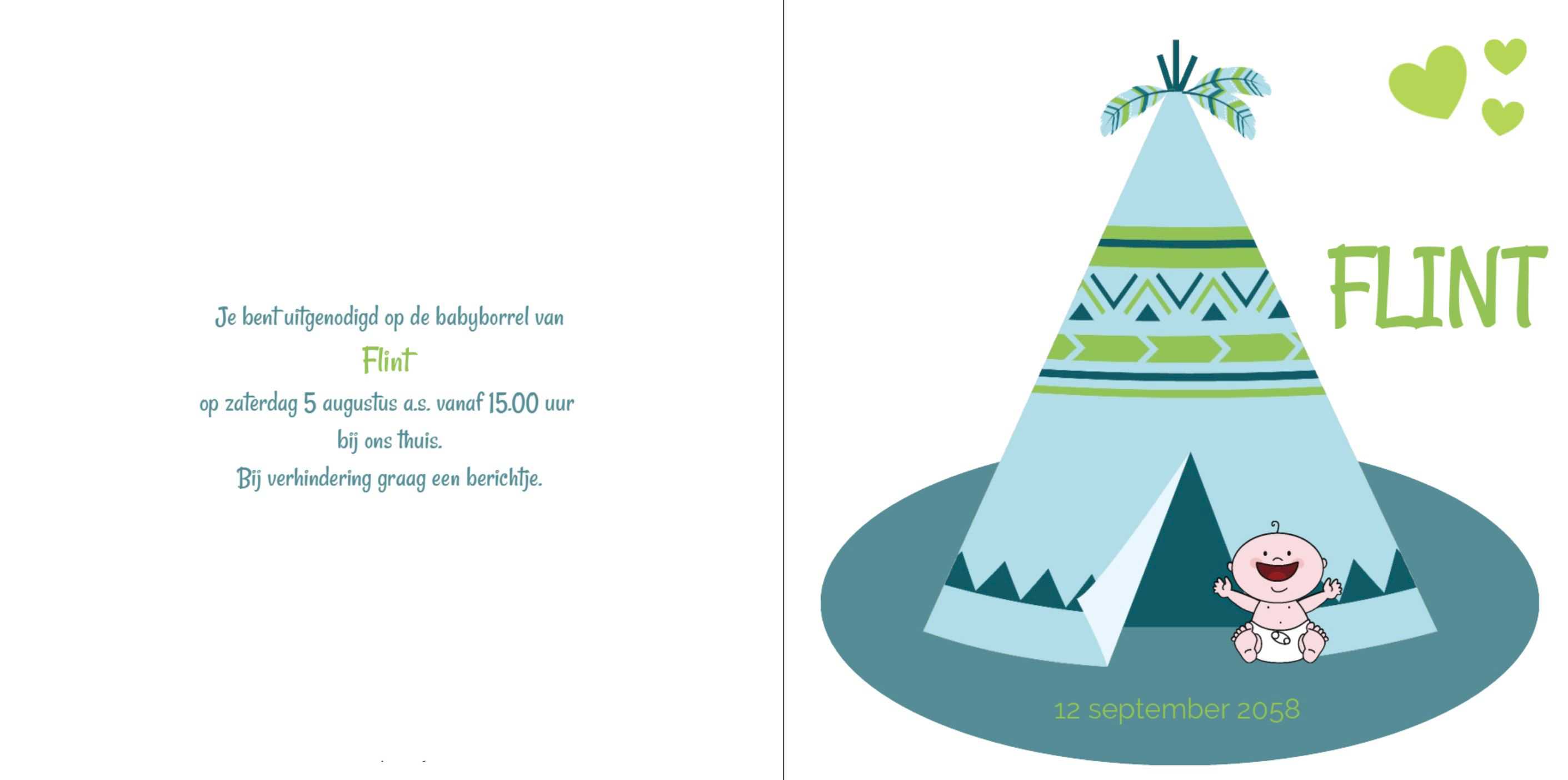 Kaartje met een baby en een tipi Kaartje met een baby en een tipi