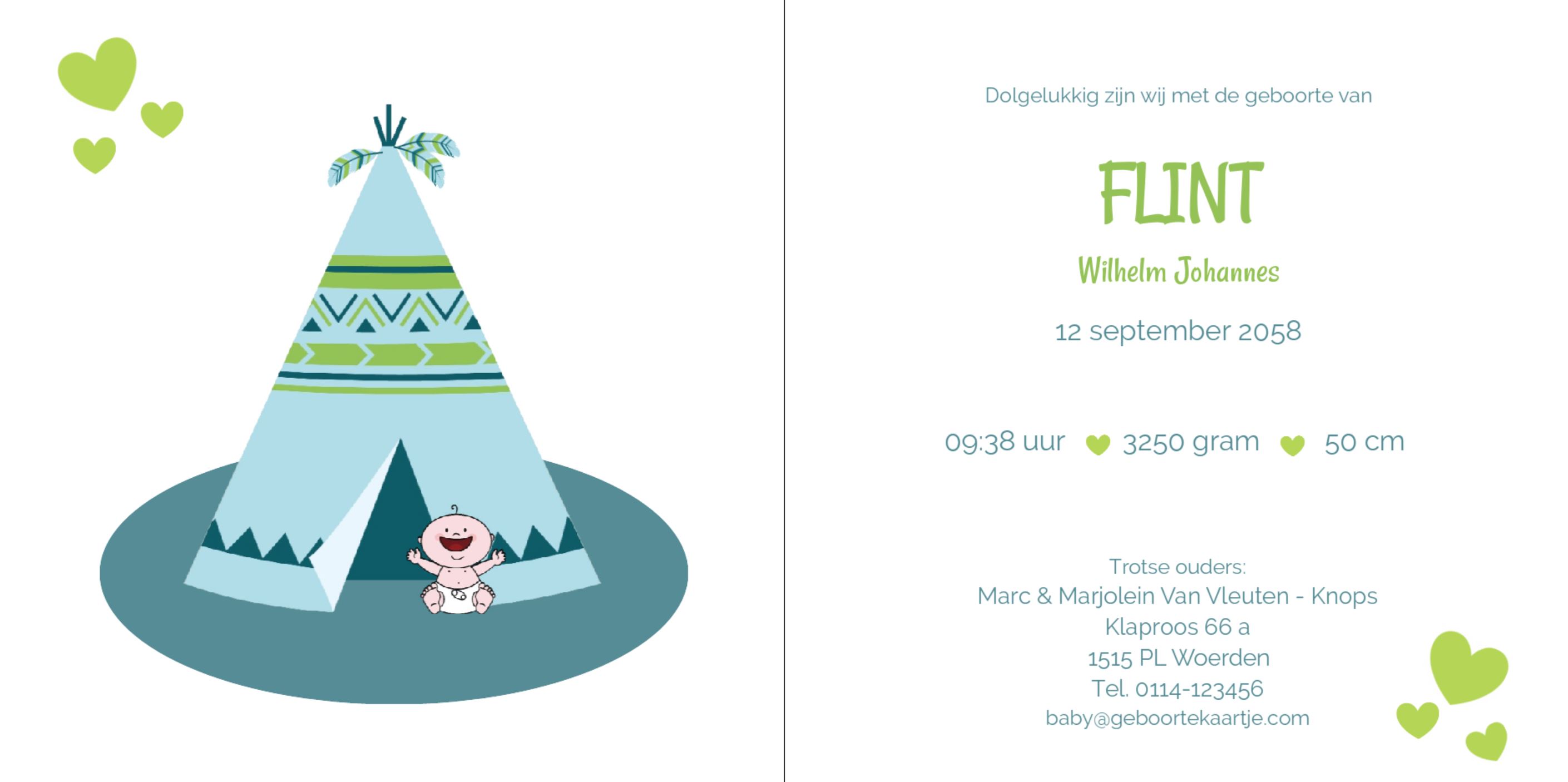 Kaartje met een baby en een tipi Kaartje met een baby en een tipi