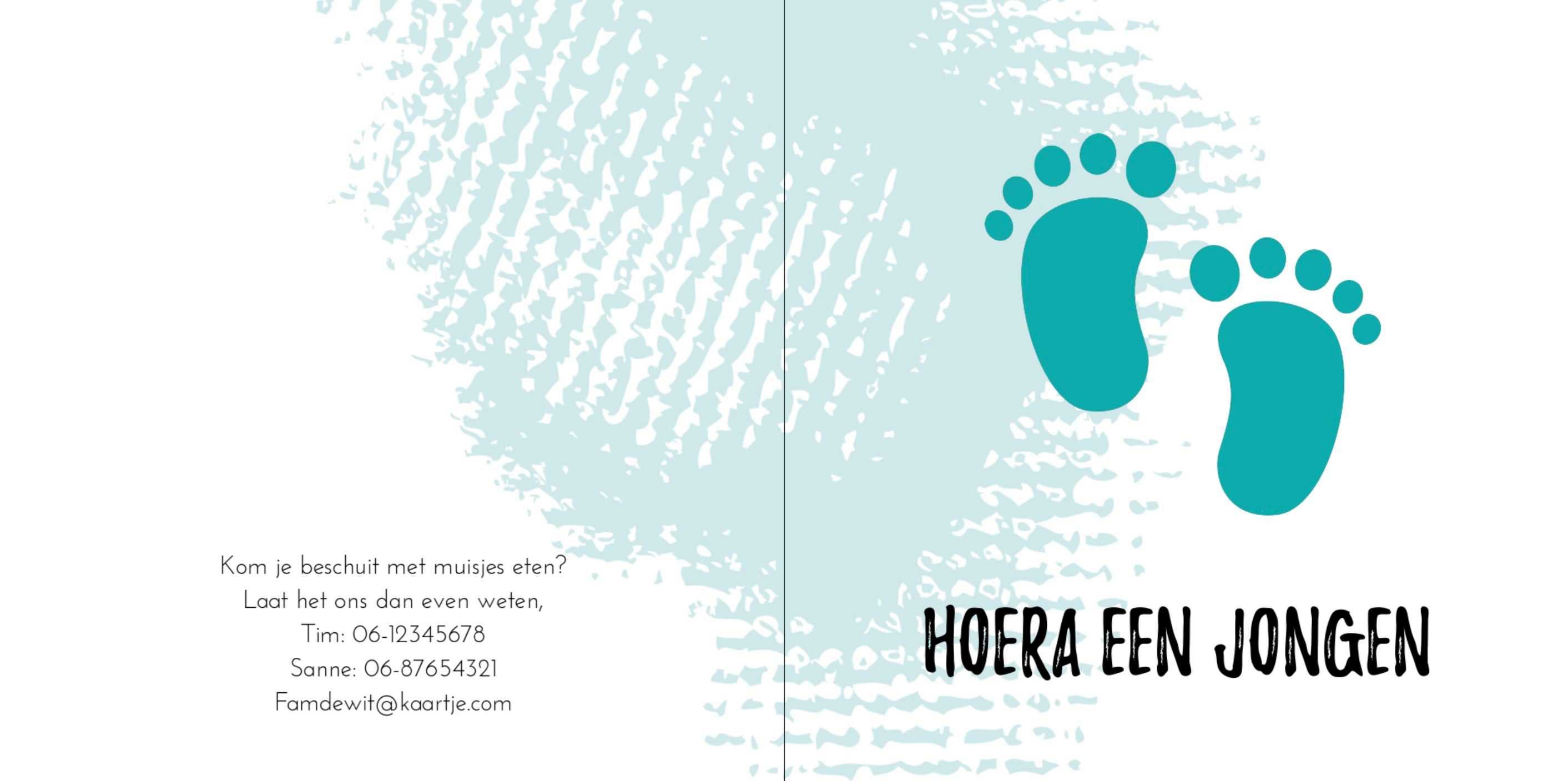 Kaartje met babyvoetjes voor een jongen Kaartje met babyvoetjes voor een jongen