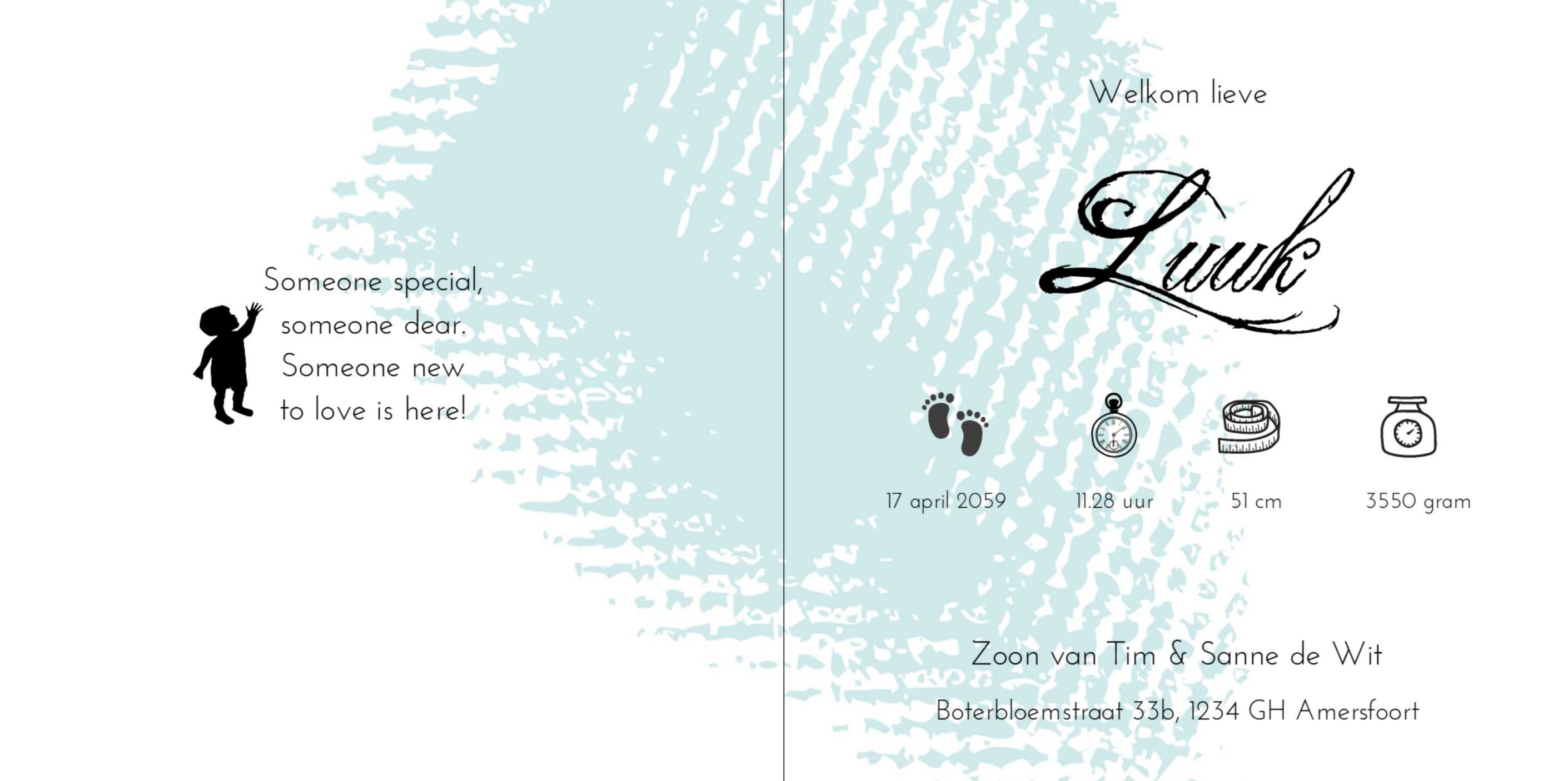 Kaartje met babyvoetjes voor een jongen Kaartje met babyvoetjes voor een jongen